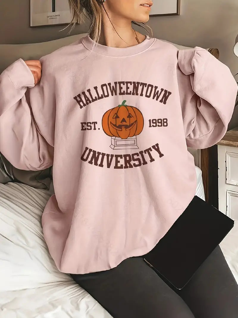 Halloween Plus Size Long Sleeve Round Neck Sweatshirt