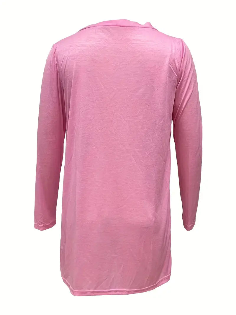 Plus Size Solid Round Neck Long Sleeves Cardigan