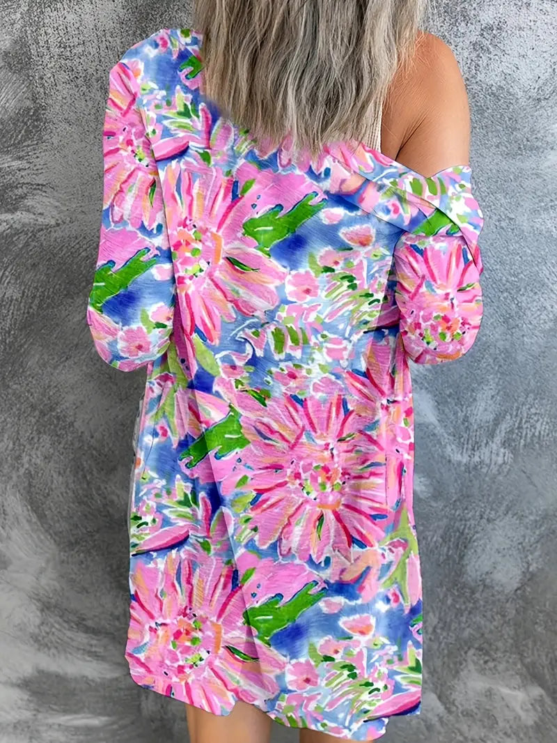 Plus Size Solid Round Neck Long Sleeves Cardigan