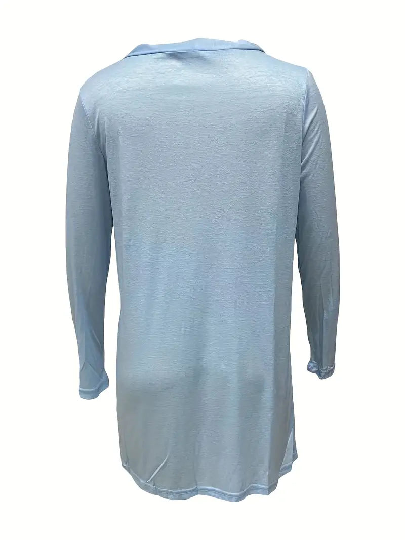 Plus Size Solid Round Neck Long Sleeves Cardigan