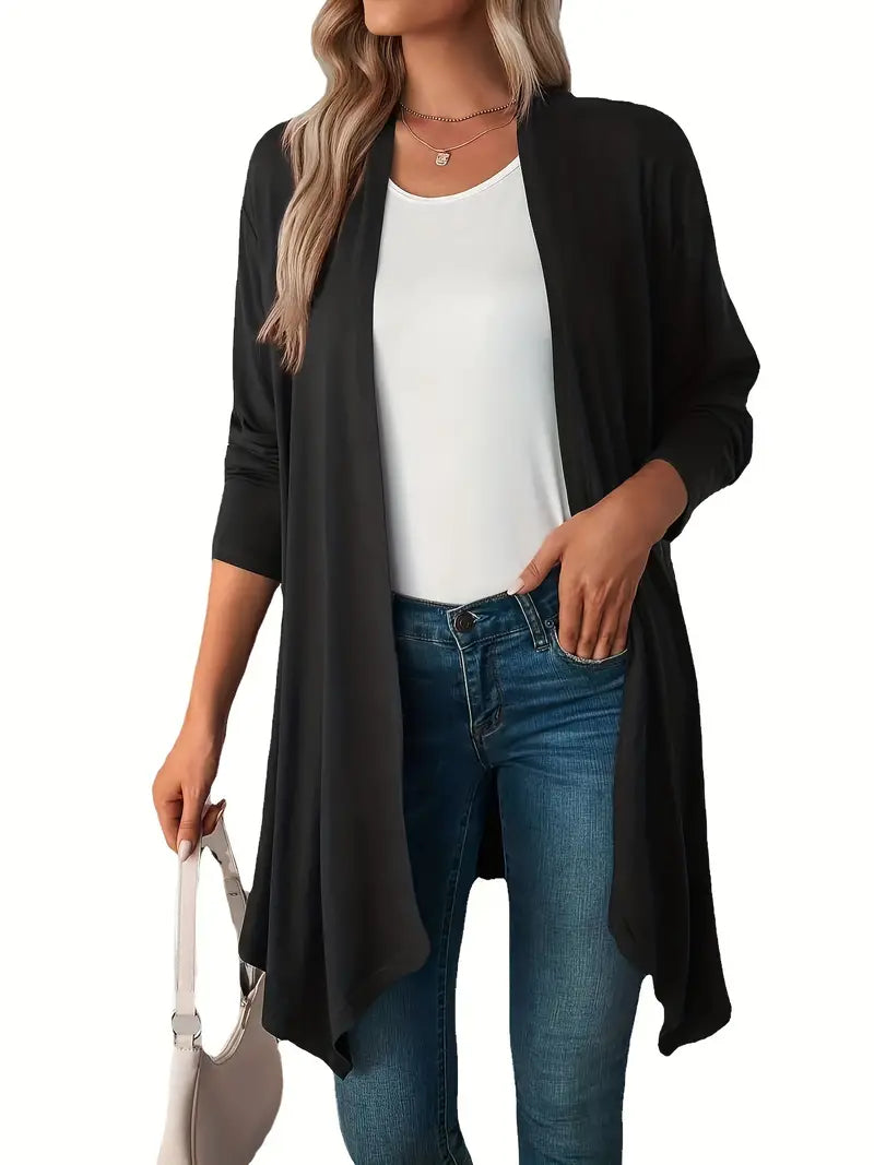 Plus Size Long Sleeve Open Front Cardigan