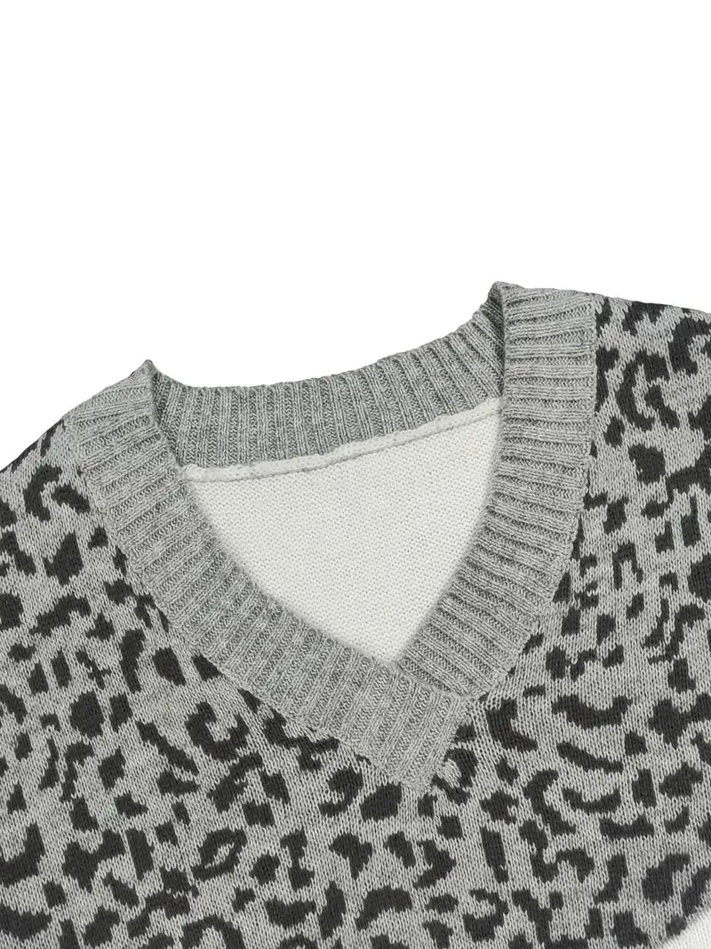 Plus Size V Neck Long Sleeve Pullover Sweater