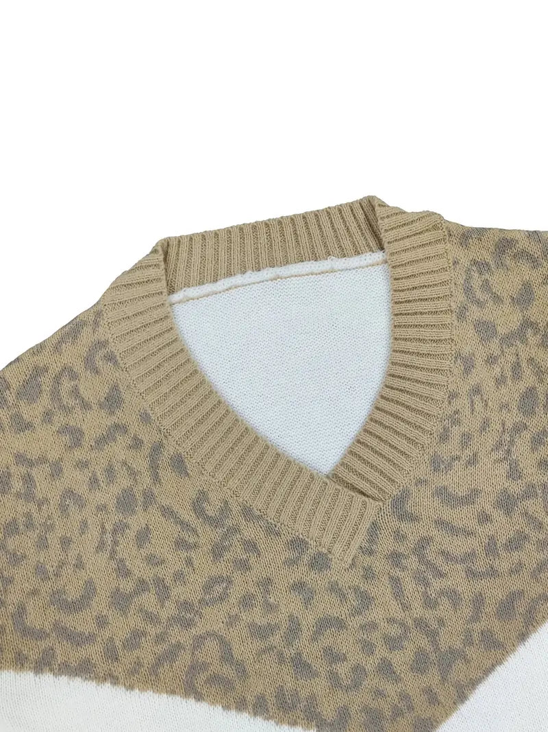 Plus Size V Neck Long Sleeve Pullover Sweater