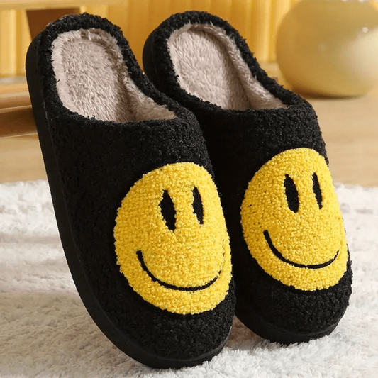 Kawaii Smile Face Warm Plush Lined Slippers