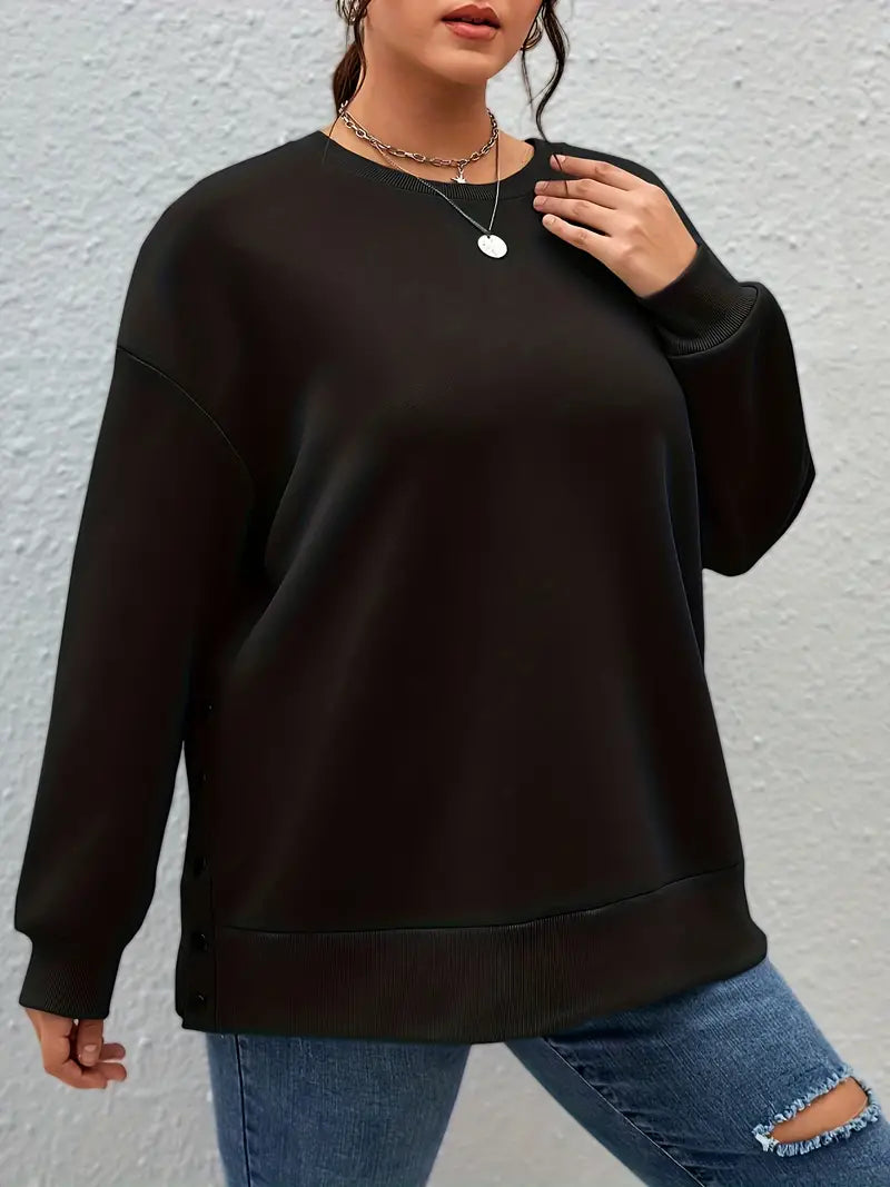 Plus Size Long Sleeve Round Neck Casual Sweatshirt