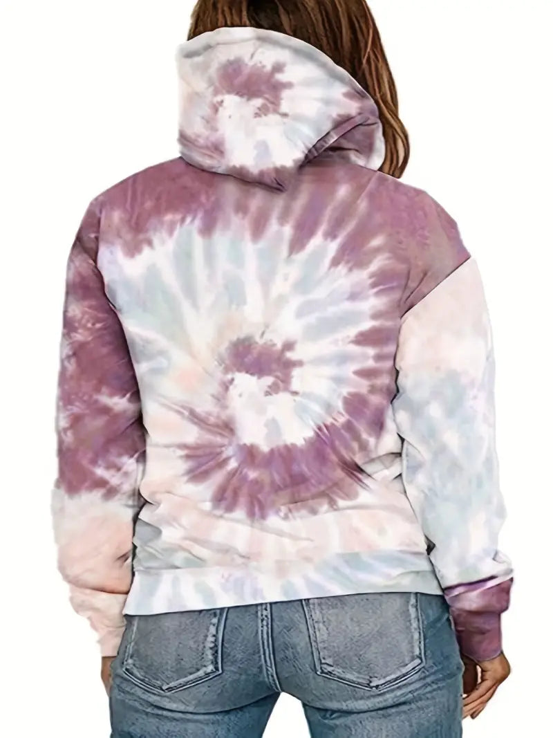 Plus Size Tie Dye Long Sleeve Hoodie Sweatshirt