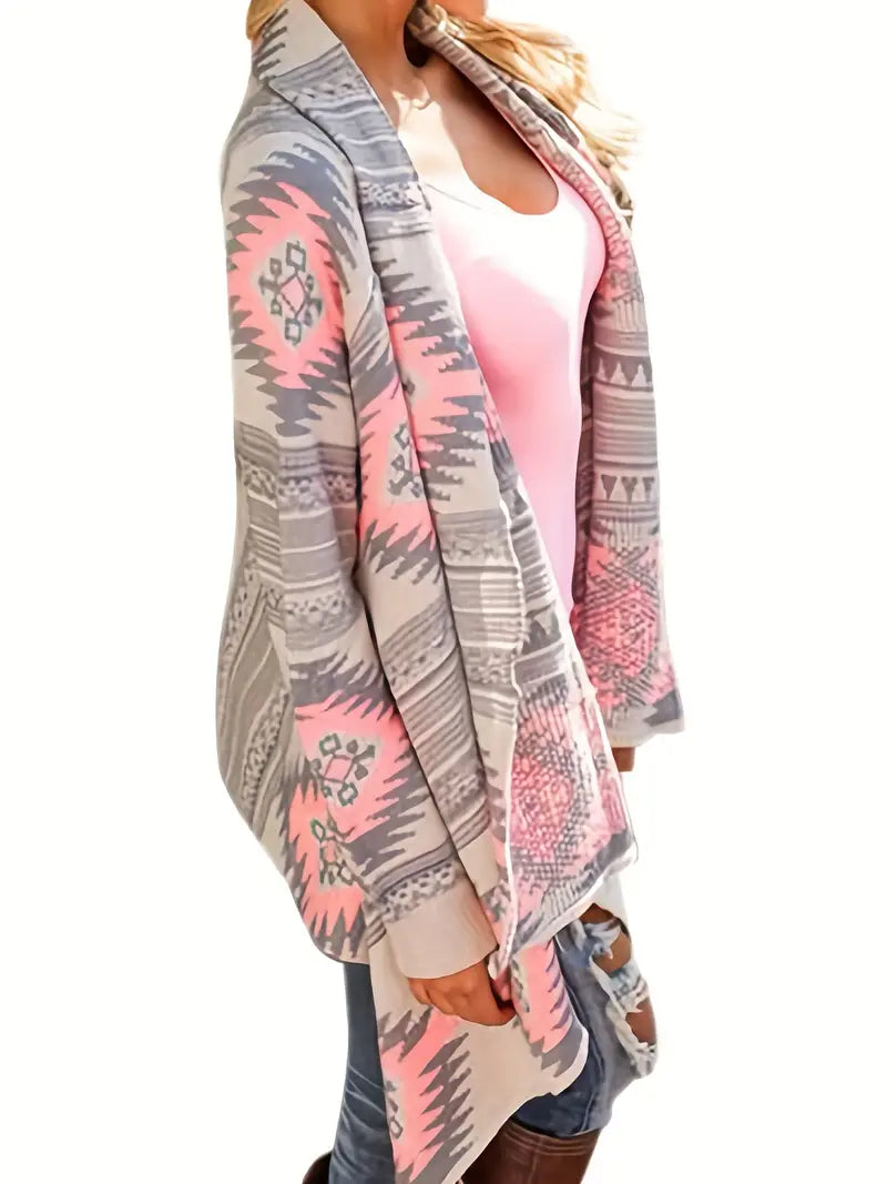 Plus Southwestern Print Long Sleeve Cardigan