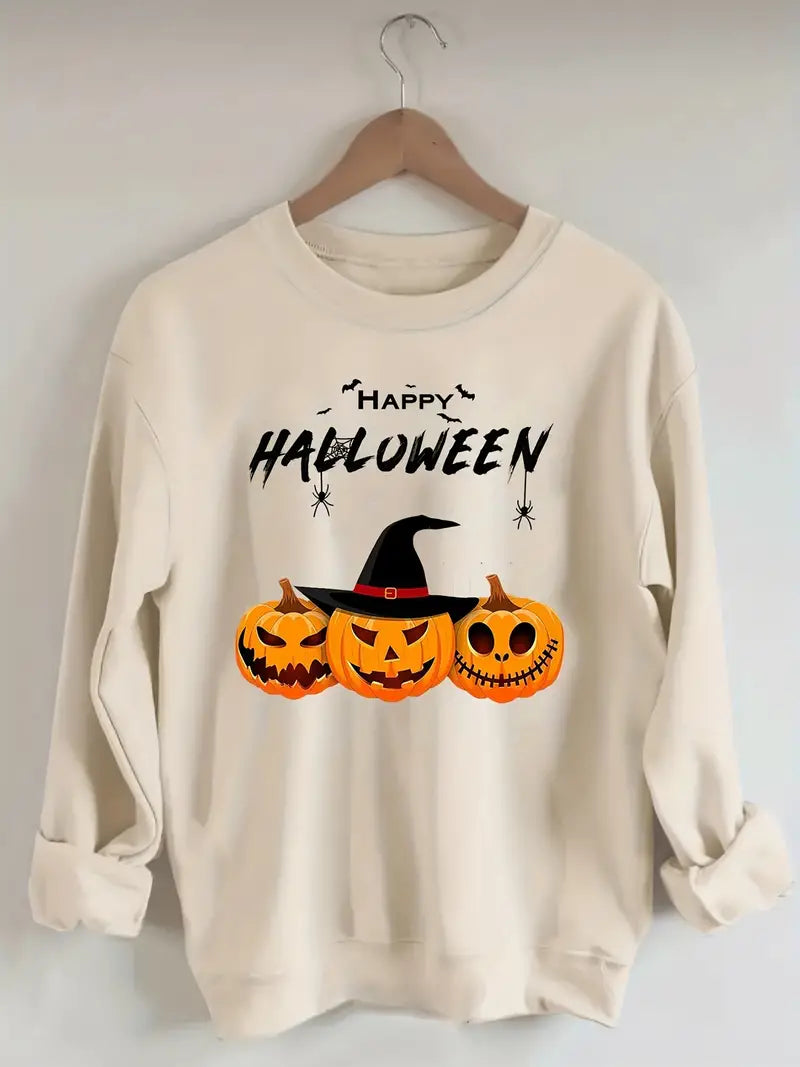 Halloween Plus Size Round Neck Long Sleeve Sweatshirt