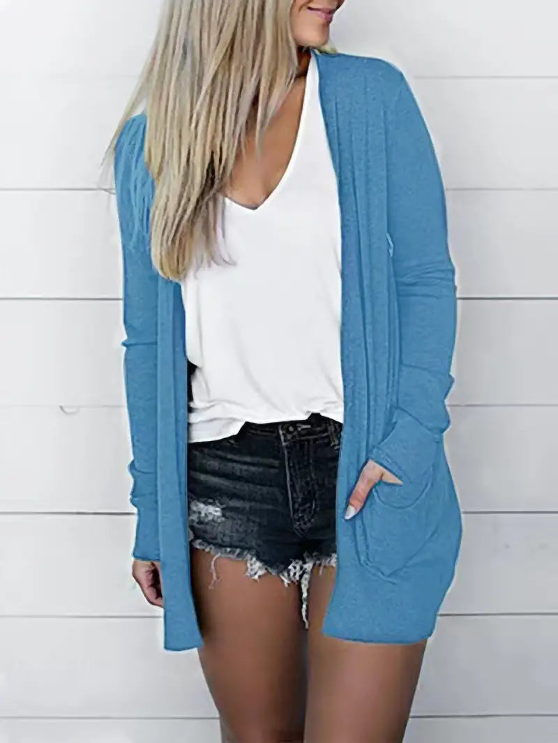 Plus Size Open Front Long Sleeve Cardigan