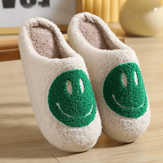 Kawaii Smile Face Warm Plush Lined Slippers