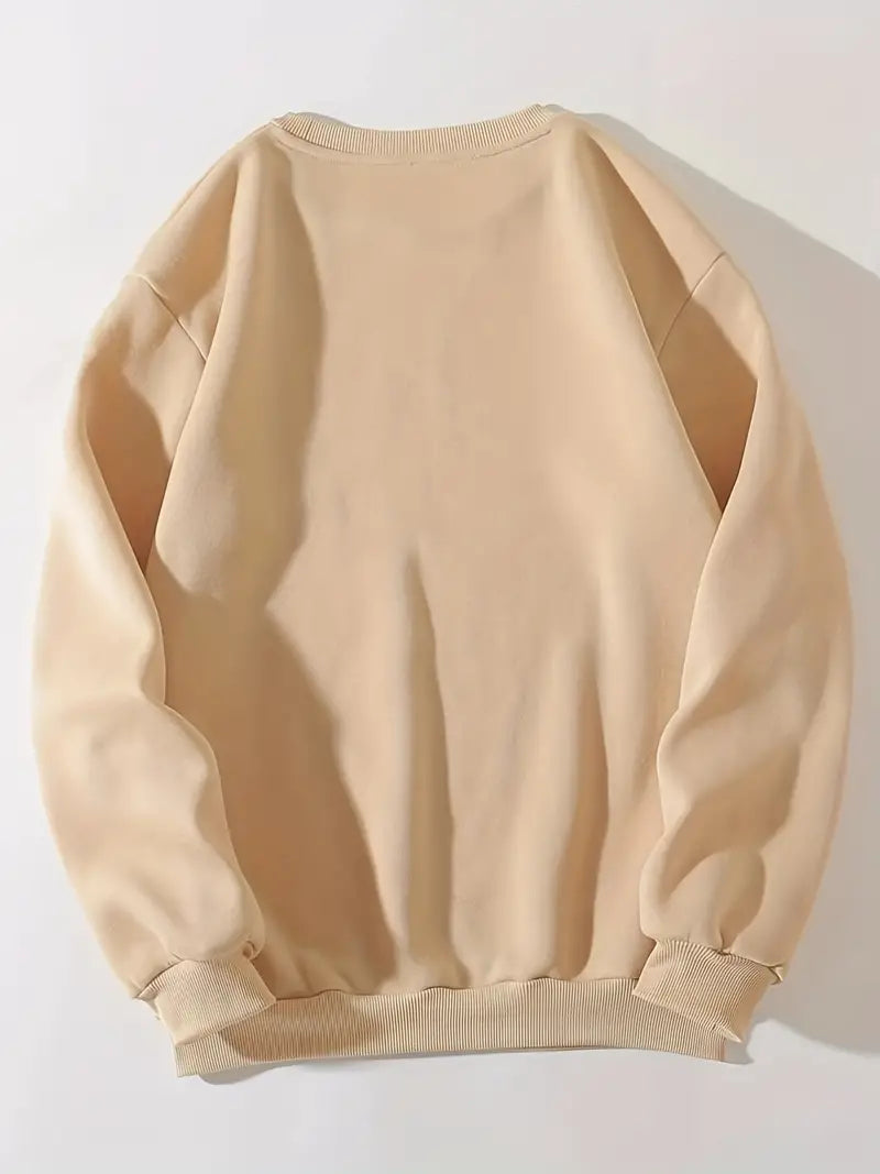 Plus Size Long Sleeve Round Neck Fleece Liner Basic Sweatshirt