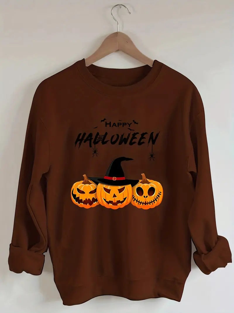 Halloween Plus Size Round Neck Long Sleeve Sweatshirt