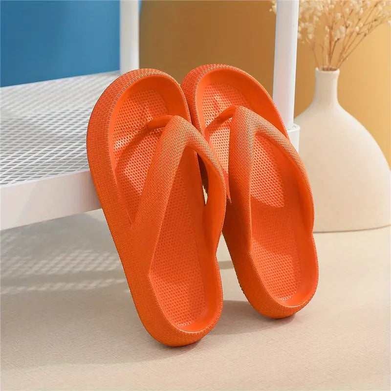 Platform Non-Slip Solid Color Flip Slippers