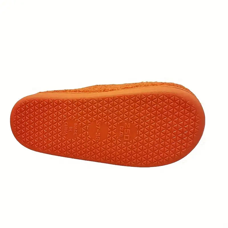 Halloween Pumpkin Casual Slip On Plush Lined Slippers Shoes