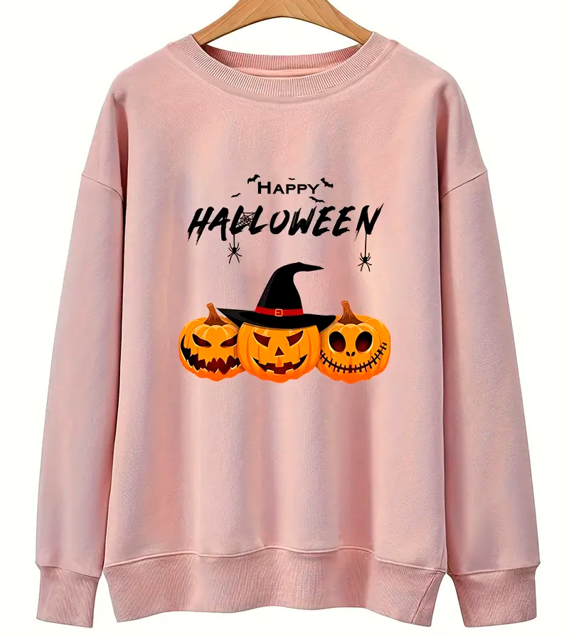 Halloween Plus Size Round Neck Long Sleeve Sweatshirt