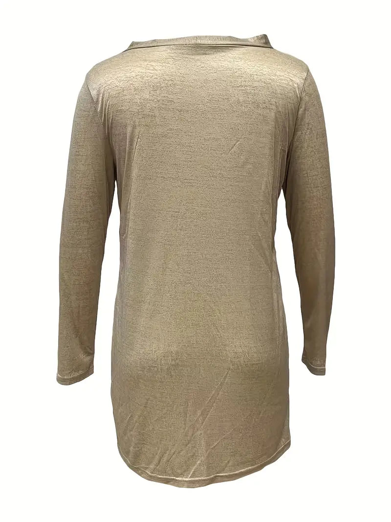 Plus Size Solid Round Neck Long Sleeves Cardigan