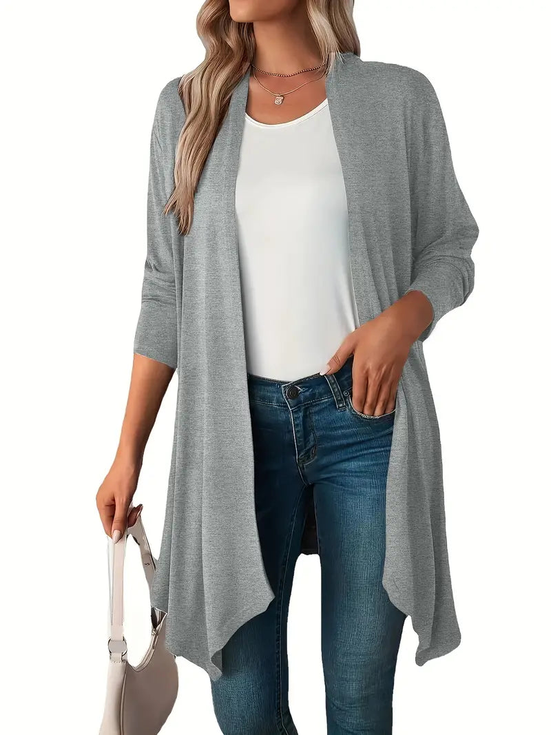 Plus Size Long Sleeve Open Front Cardigan