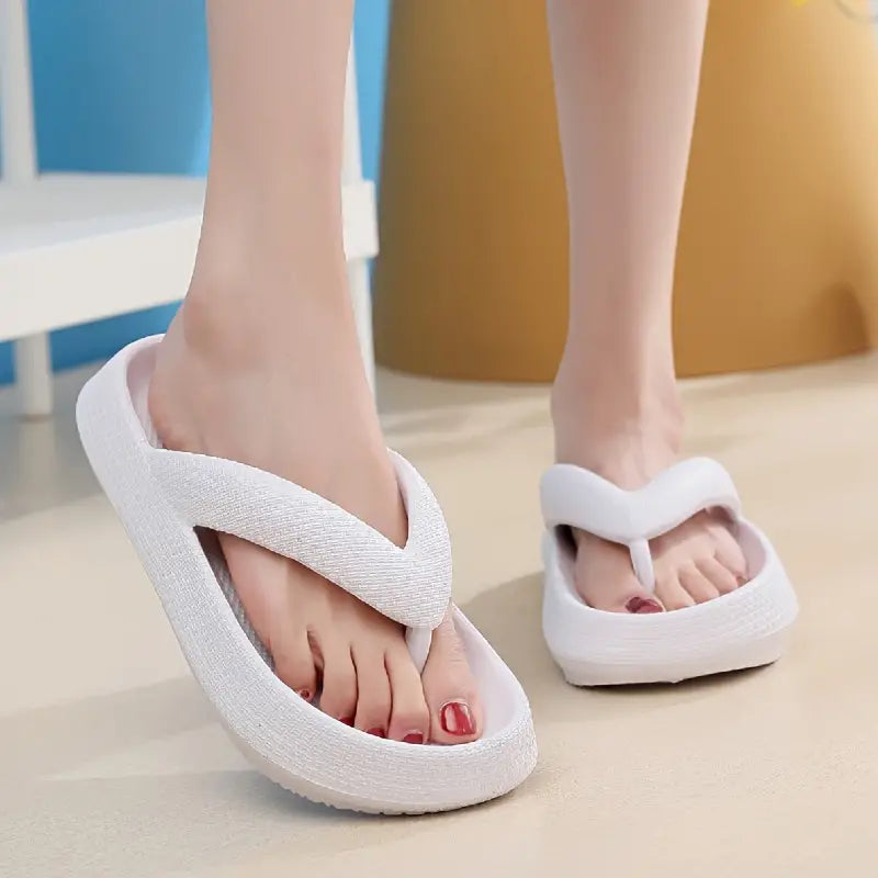 Platform Non-Slip Solid Color Flip Slippers