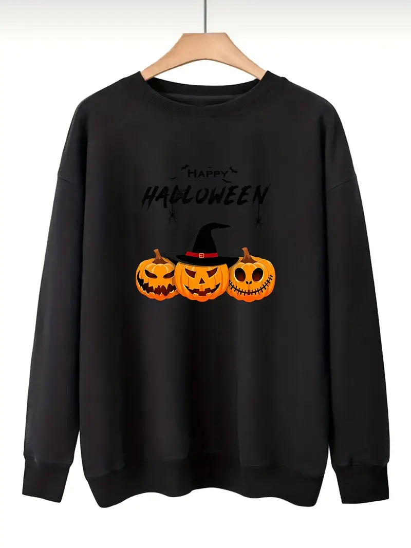 Halloween Plus Size Round Neck Long Sleeve Sweatshirt