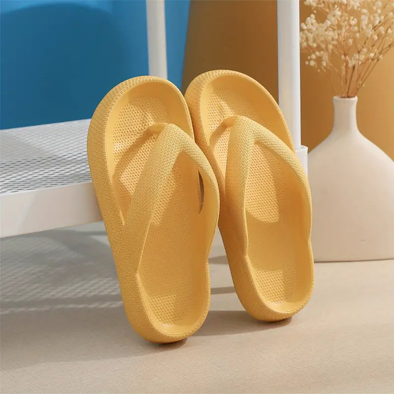 Platform Non-Slip Solid Color Flip Slippers