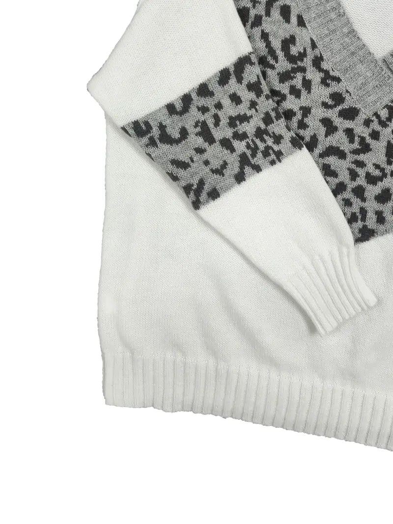 Plus Size V Neck Long Sleeve Pullover Sweater