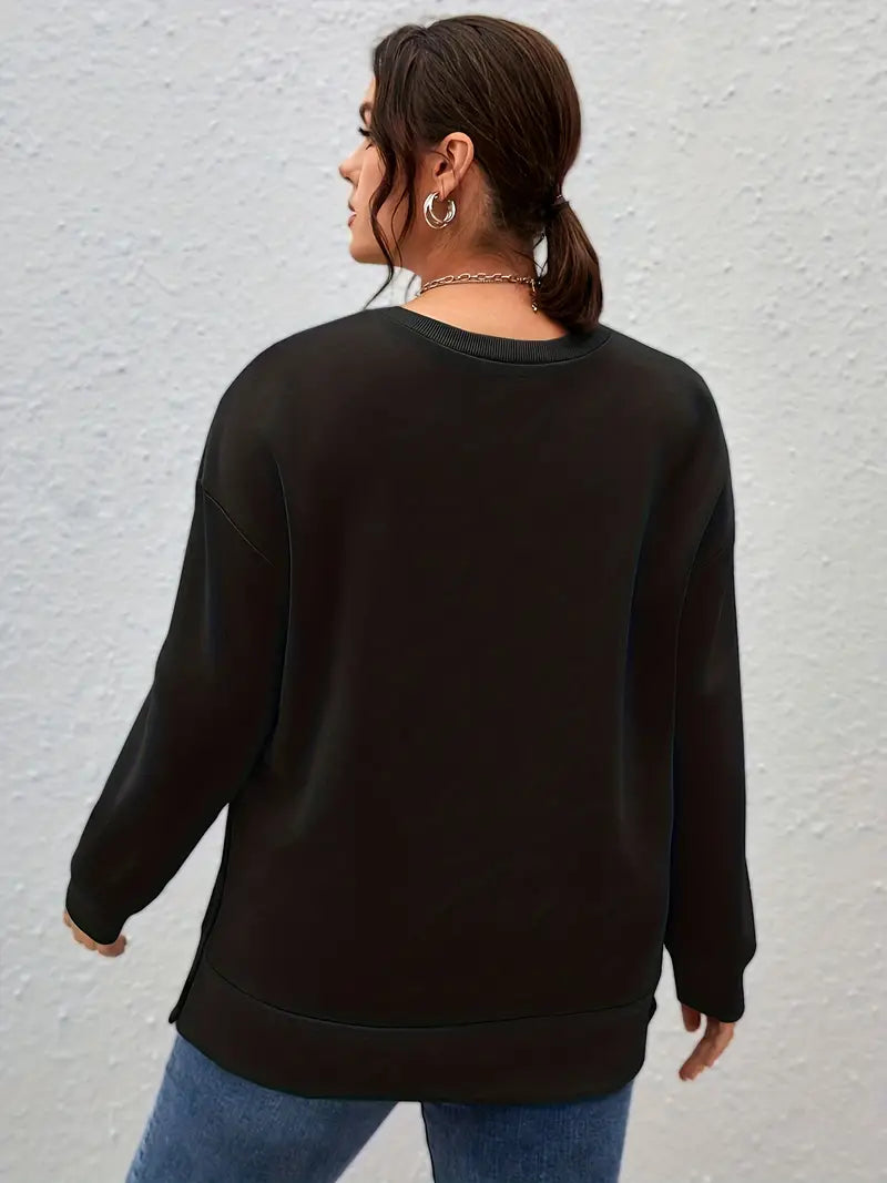 Plus Size Long Sleeve Round Neck Casual Sweatshirt