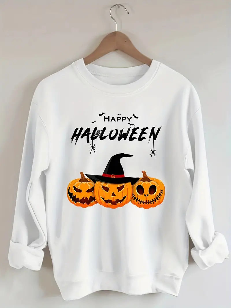 Halloween Plus Size Round Neck Long Sleeve Sweatshirt