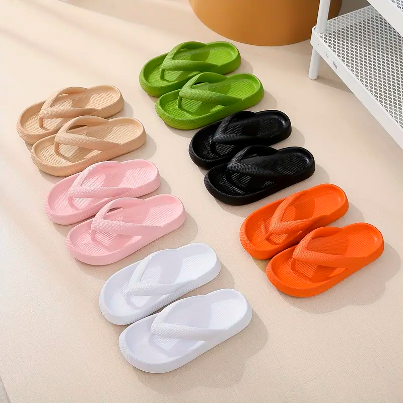 Platform Non-Slip Solid Color Flip Slippers