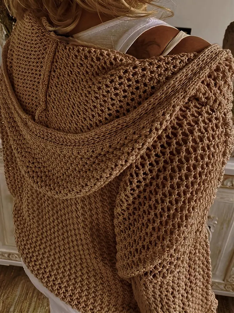 Plus Size Solid Long Sleeve Slight Stretch Casual Sweater