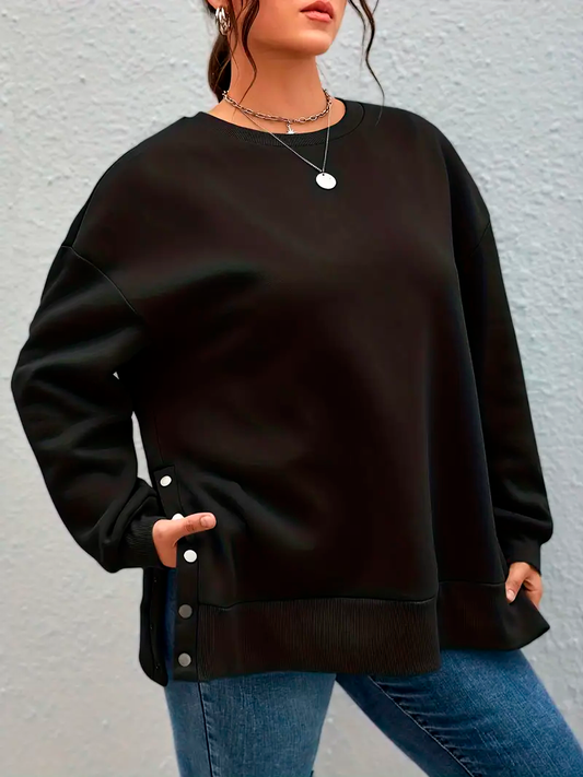 Plus Size Long Sleeve Round Neck Casual Sweatshirt