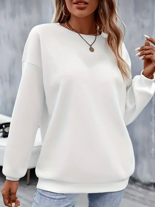 Plus Size Long Sleeve Round Neck Fleece Liner Basic Sweatshirt