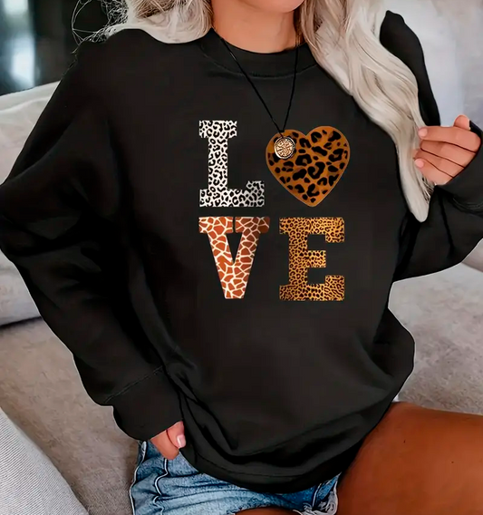 Plus Size Letter Print Long Sleeve Crew Neck Sweatshirt