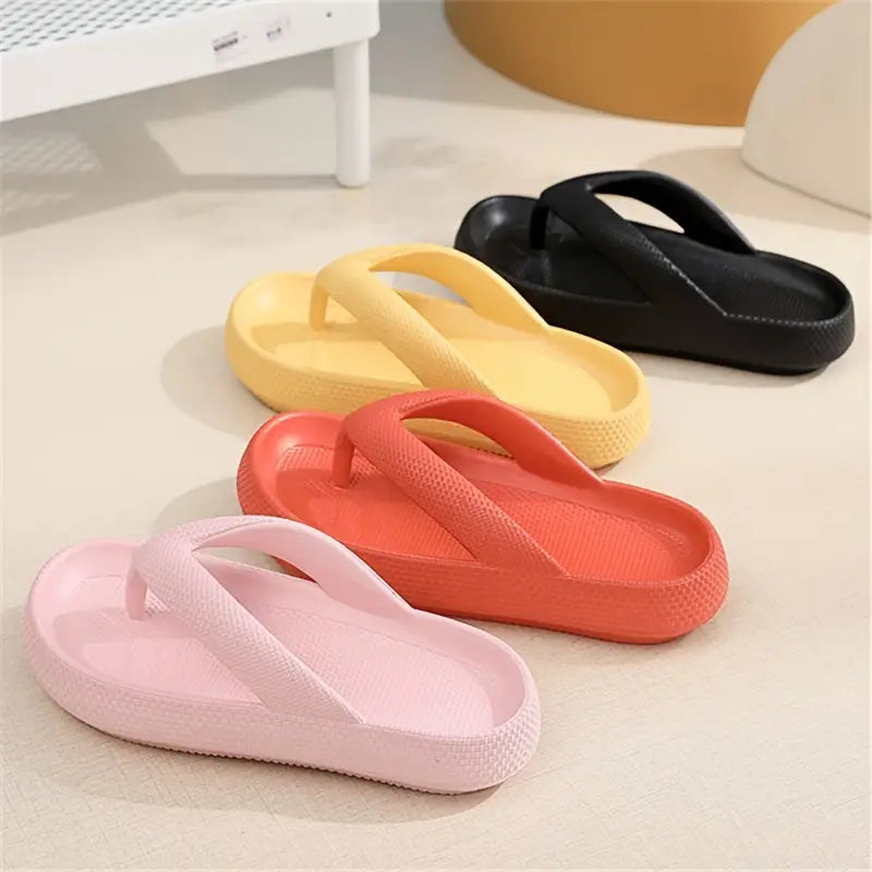 Platform Non-Slip Solid Color Flip Slippers