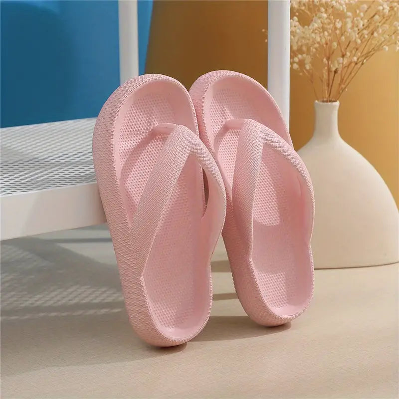 Platform Non-Slip Solid Color Flip Slippers