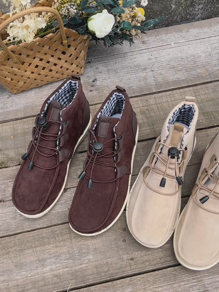 Womens High Top Sneaker Boots Comfortable Round Toe Drawstring Shoes Casual Warm Short Boots