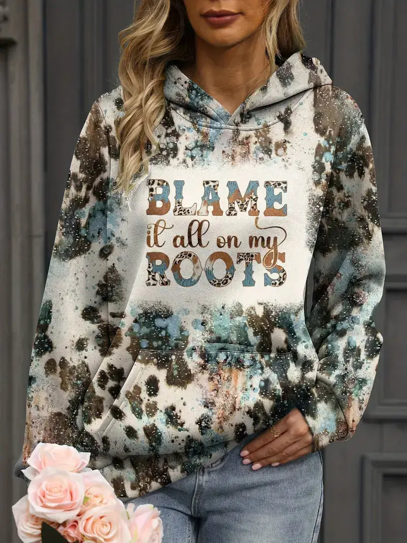 Plus Size Casual Sweatshirt, Women's Plus Colorblock Leopard