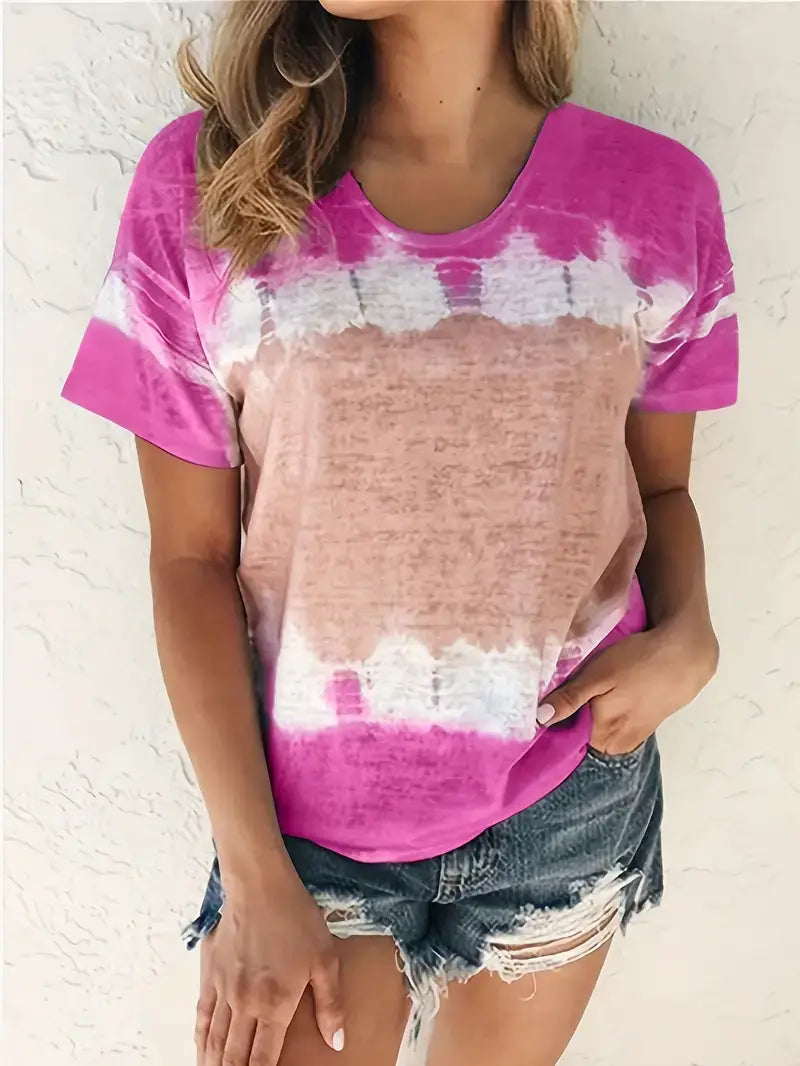 Plus Size Tie Dye Print Short Sleeve T-shirt