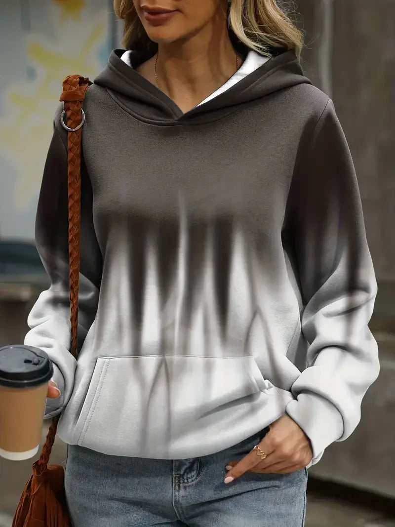 Plus Size Casual Sweatshirt, Women's Plus Ombre Print
