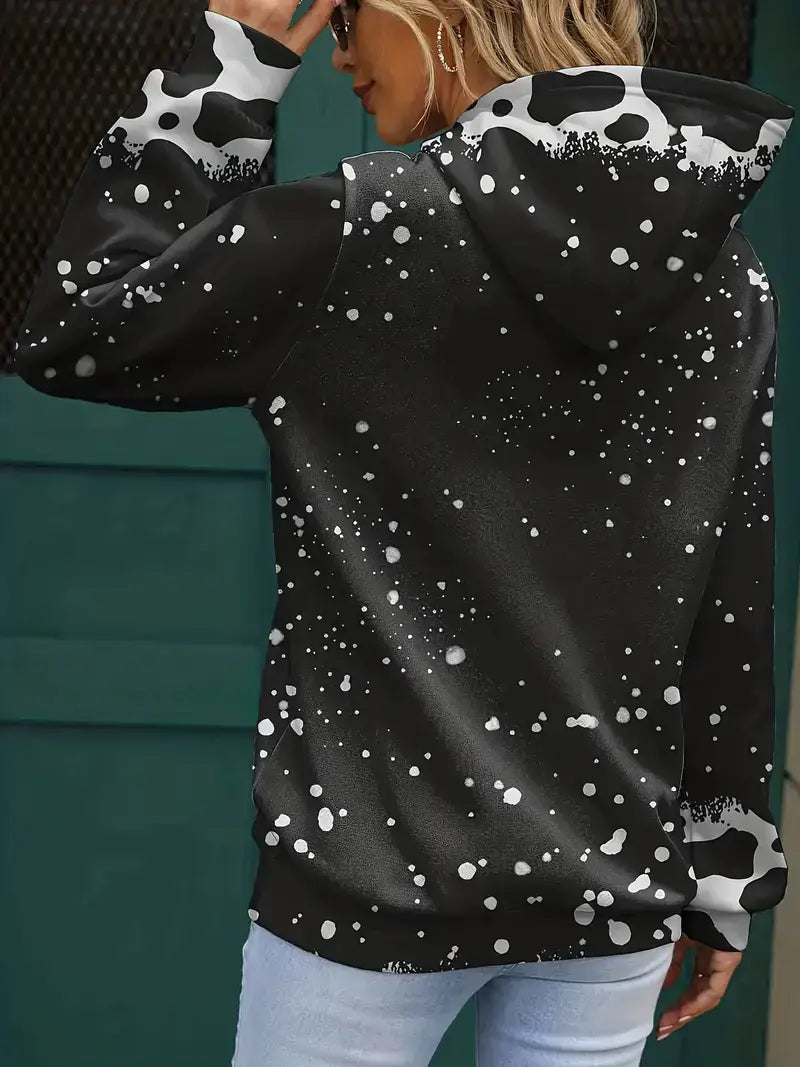 Plus Size Western Sweatshirt, Women's Plus Leopard Letter