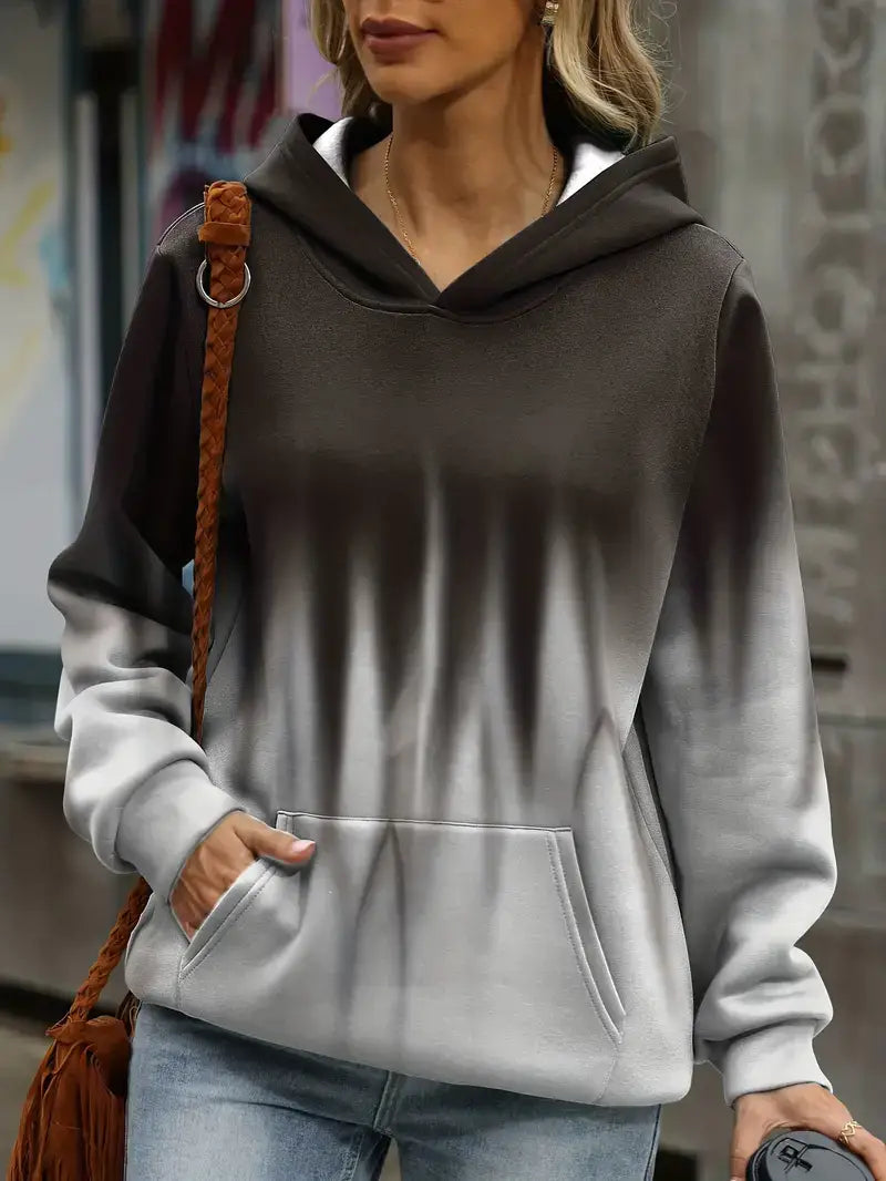 Plus Size Casual Sweatshirt, Women's Plus Ombre Print