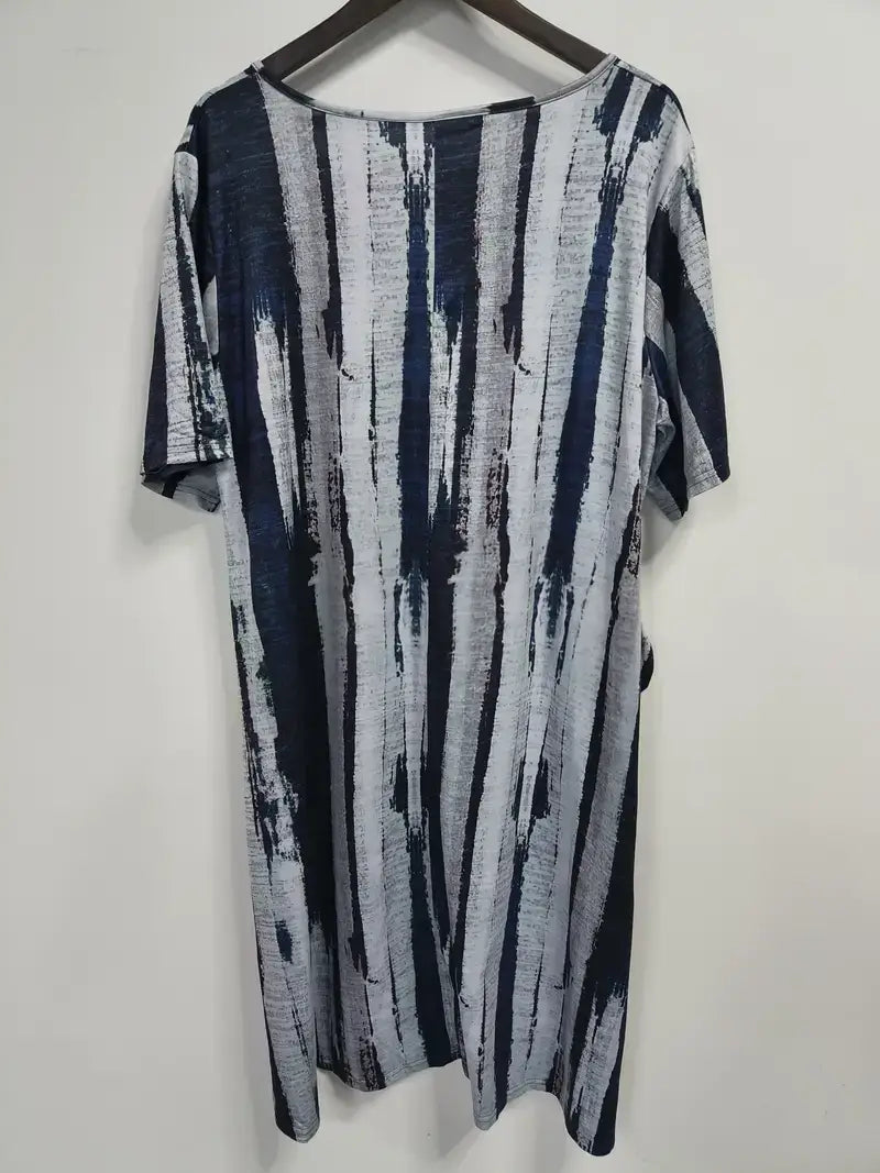 Plus Size Casual Dress,Women's Plus Tie Dye Top Short Sleeve