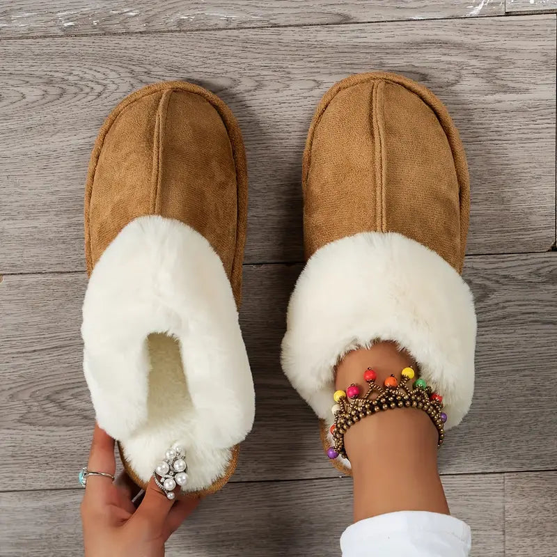 Fluffy Furry Closed Toe Slip On Slippers