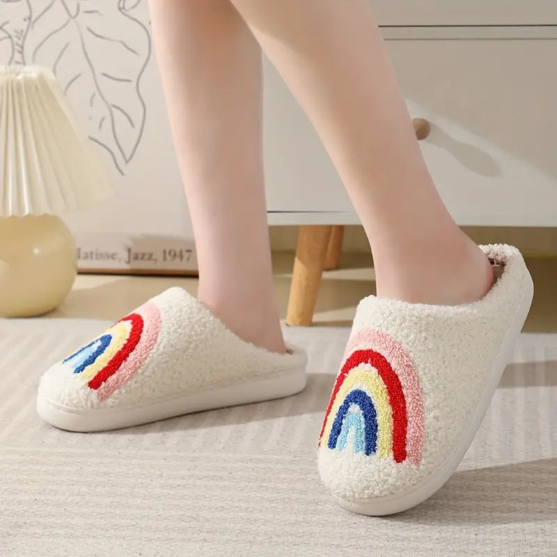 Rainbow Closed Toe Cute Slip On Slippers Shoes