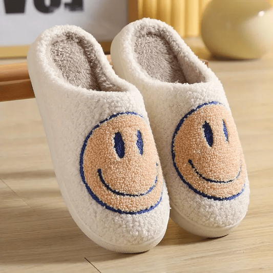 Kawaii Smile Face Warm Plush Lined Slippers