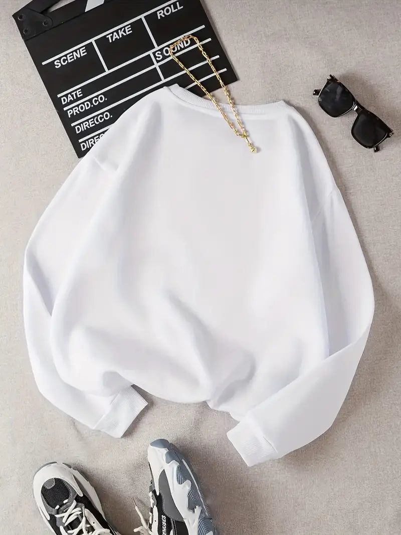 Plus Size Long Sleeve Round Neck Fleece Liner Basic Sweatshirt