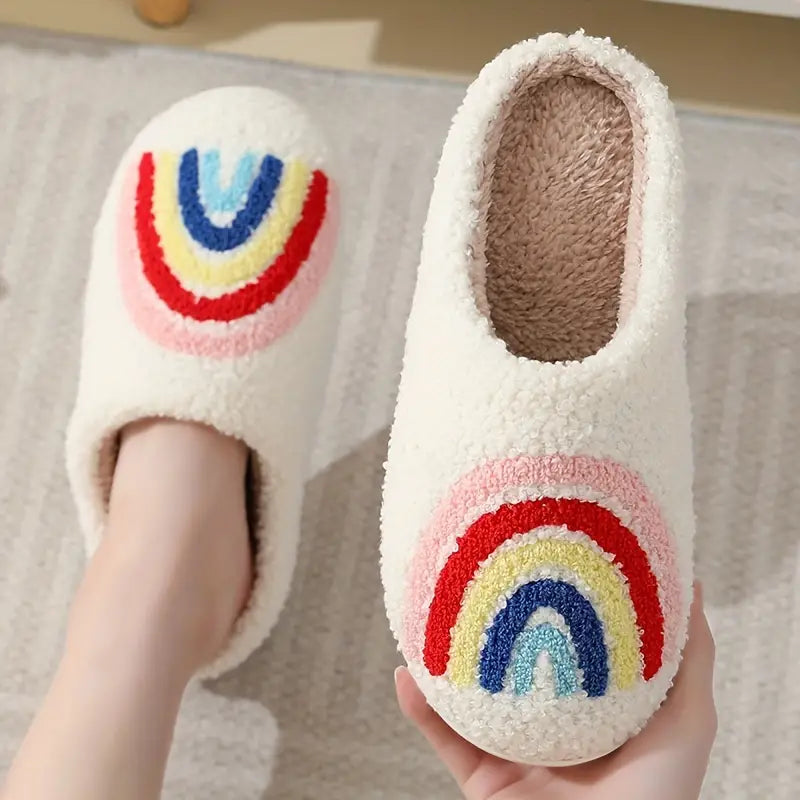 Rainbow Closed Toe Cute Slip On Slippers Shoes