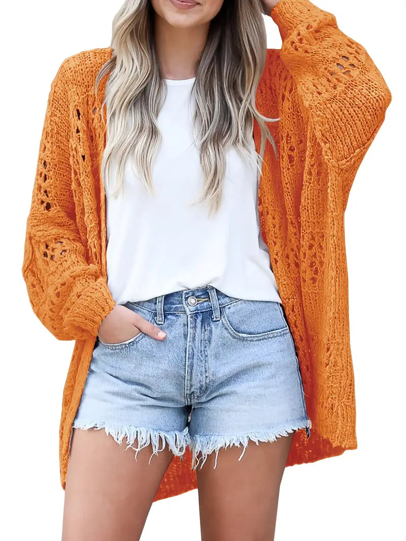 Plus Size Crochet Knit Cardigan