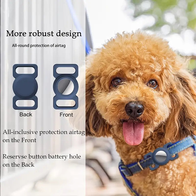 Keep Your Furry Friends Safe and Stylish with 2pcs Soft Silicone Air Tag Dog Collar Holder with Protective Film