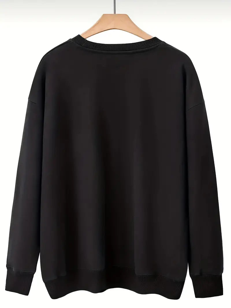 Plus Size Letter Print Long Sleeve Crew Neck Sweatshirt