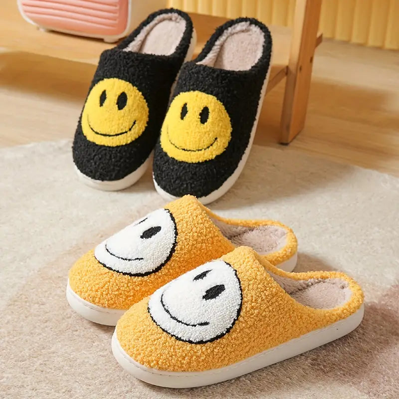 Kawaii Smile Face Warm Plush Lined Slippers